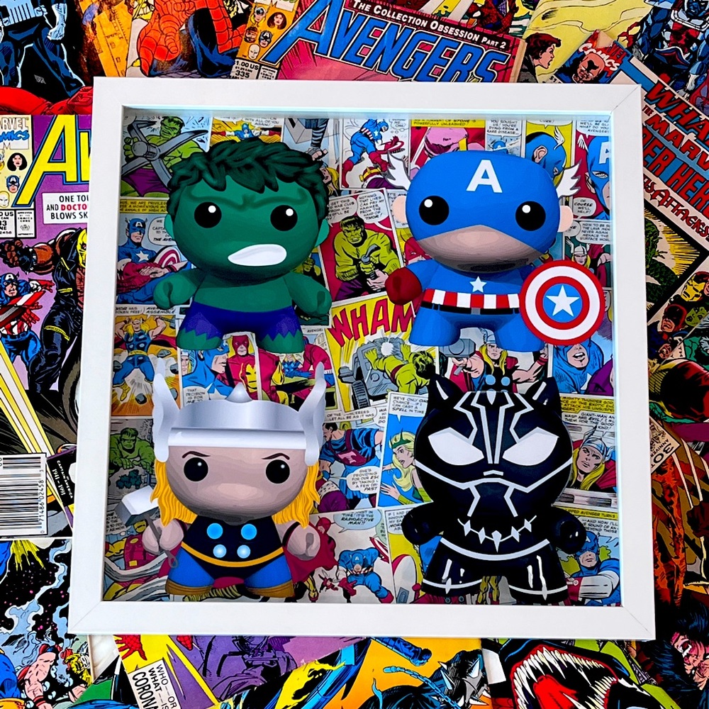 3D Pop Up Avengers Shadow Box Made From Upcycled Comics